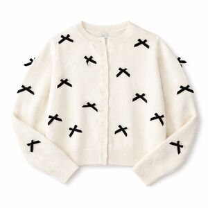 a new day Cream Cardigan with Black Bow Details